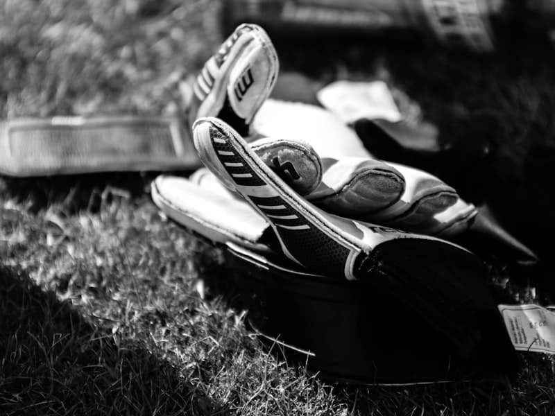 Goalkeeper gloves on the grass